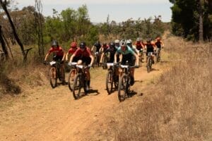 Group of riders in Majura Pines.